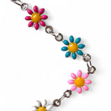 Flower Charm Anklet and 2mm Band Toe Ring Gift Set