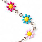 Flower Charm Anklet and 2mm Band Toe Ring Gift Set