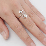 CZ Double Swirl Adj Toe Ring