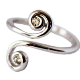 CZ Double Swirl Adj Toe Ring