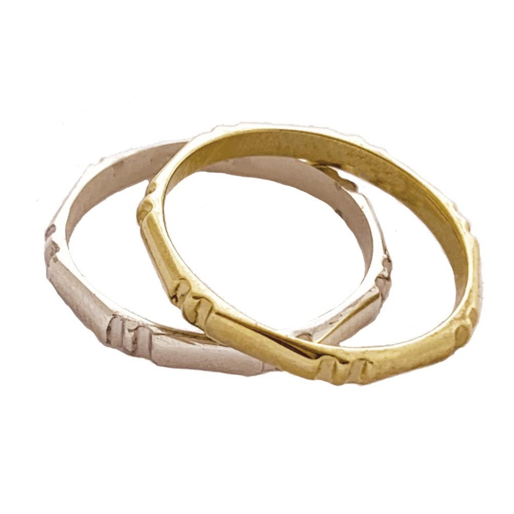 Bamboo Toe Ring shown in both Sterling and 14K Gold from www.ToeRings.com