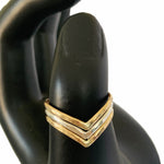 Triple Hammered Chevron Mixed Metal Thumb Ring Shown as Thumb Ring