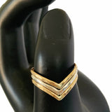 Triple Hammered Chevron Mixed Metal Thumb Ring Shown as Thumb Ring