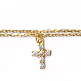 Dangling CZ Cross Gold Anklet