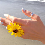 5mm Hammered Sterling Thumb Ring shown on a hand