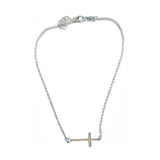 sideways cross anklet in sterling silver