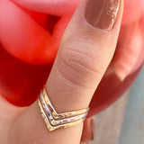 Triple Chevron Mixed Metal Hammered Ring