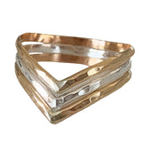 Triple Chevron Mixed Metal Hammered Ring