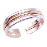 Triple Stack Sterling & Gold Fill & Sterling Adj Toe Ring