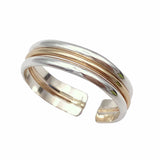 Triple Stack Sterling & Gold Fill & Sterling Adj Toe Ring