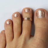 Triple Stack Gold Fill & Sterling & Gold Fill Adj Toe Ring