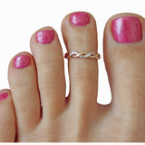 Braid Twine Medley Sterling & Gold Fill Adj Toe Ring