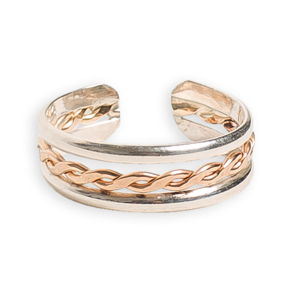 Braid Stack Sterling & Gold Fill Adjustable Toe Ring