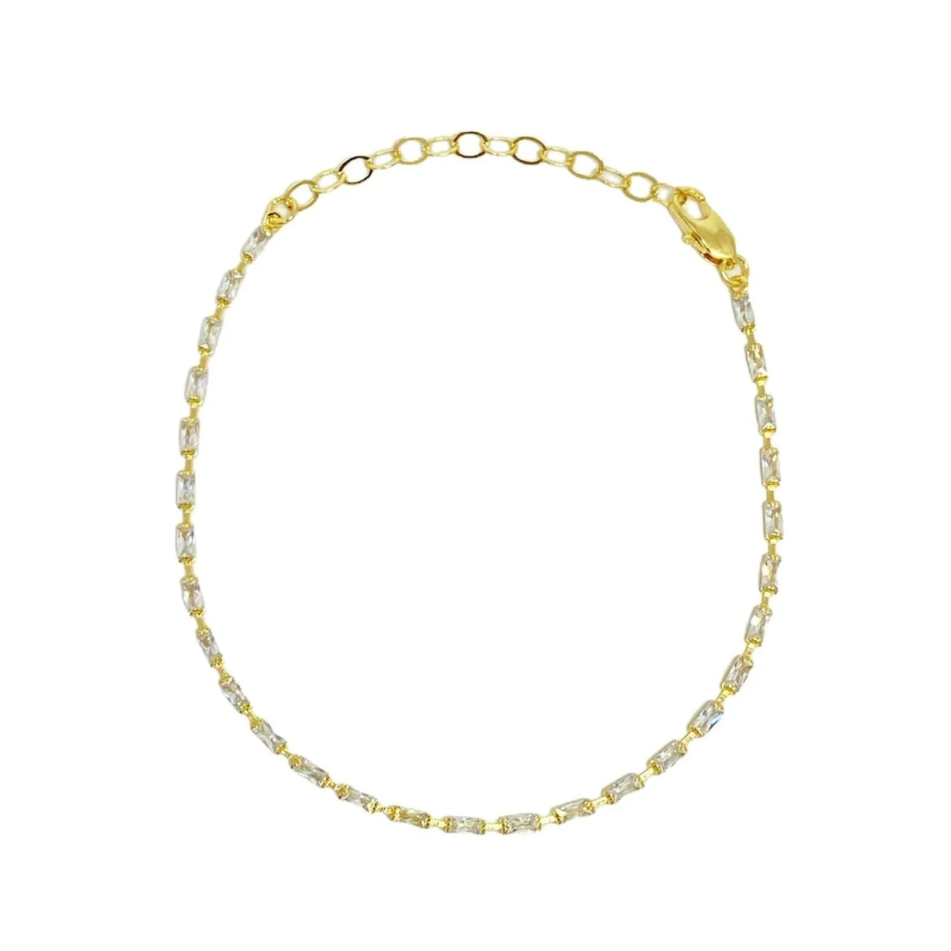 Crystal Baguette 18k Gold Chain Anklet