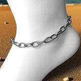 Oval Antique Silver Chain Anklet