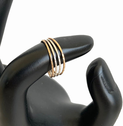 Four Strand Sterling & Gold Fill Adjustable Toe Ring shown on a finger model