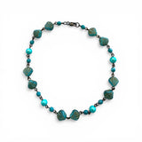 Aqua Shell Bead and Pearl Antique Silver Anklet