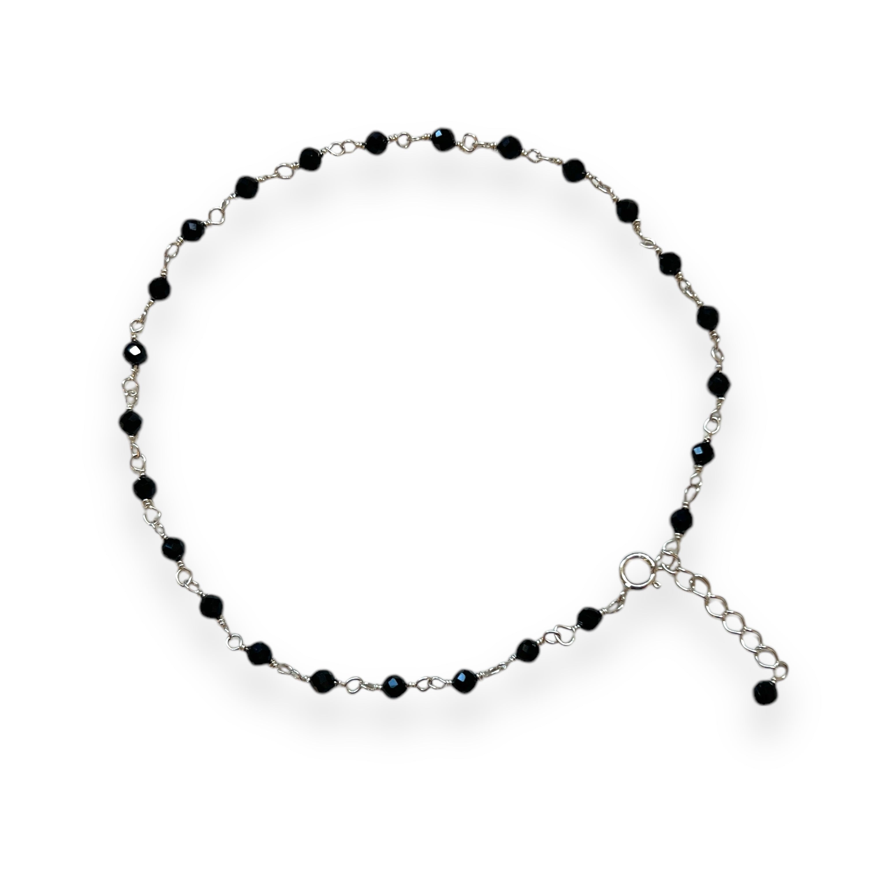 Midnight Black Spinel Sterling Anklet