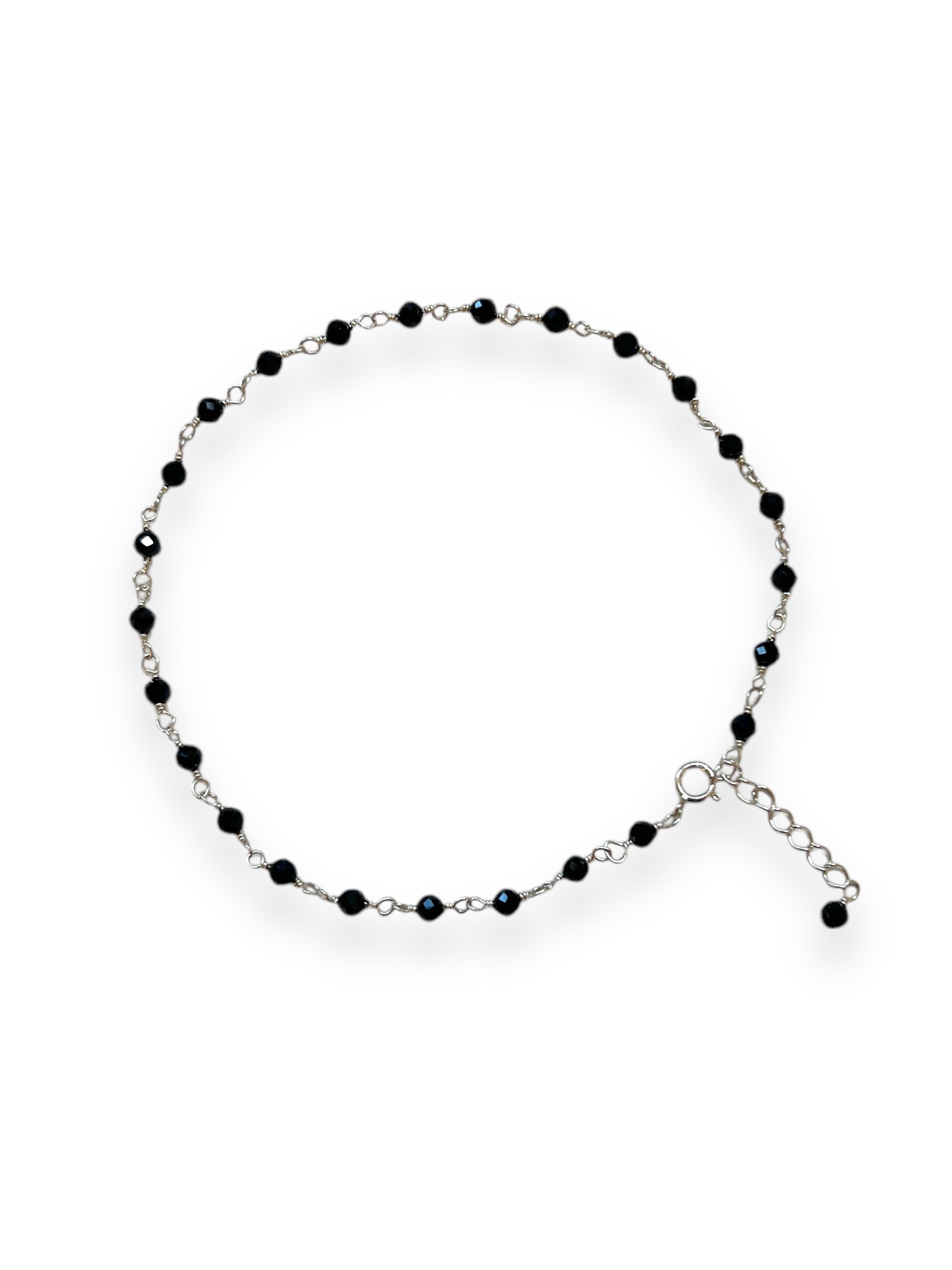 Midnight Black Spinel Sterling Anklet