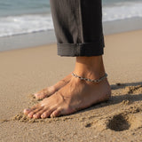 Oval Antique Silver Chain Anklet