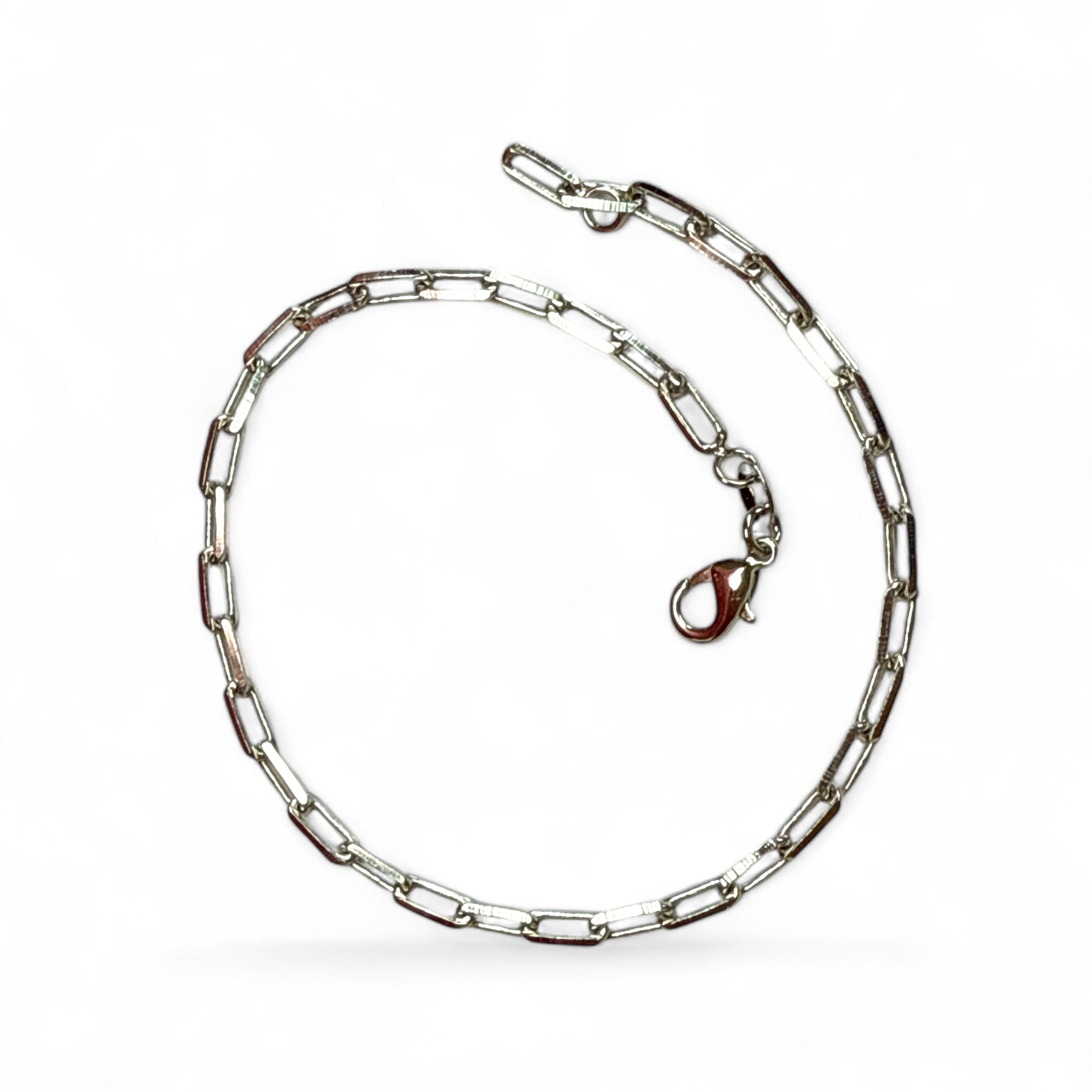 Paper Clip Silver Rhodium Anklet
