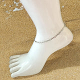 Paper Clip Silver Rhodium Anklet