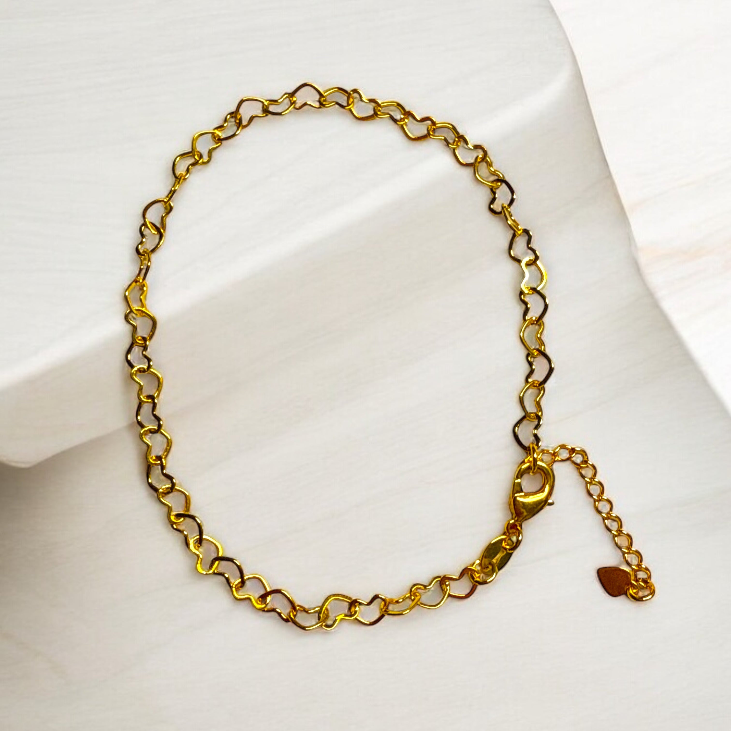 Heart Chain Gold Anklet 9 1/2"
