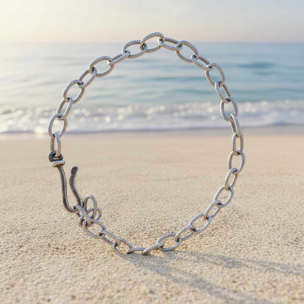 Oval Antique Silver Chain Anklet or Bracelet