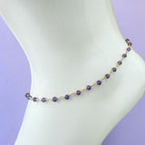 Lavender Love Beaded Gold Anklet