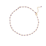 Lavender Love Beaded Gold Anklet