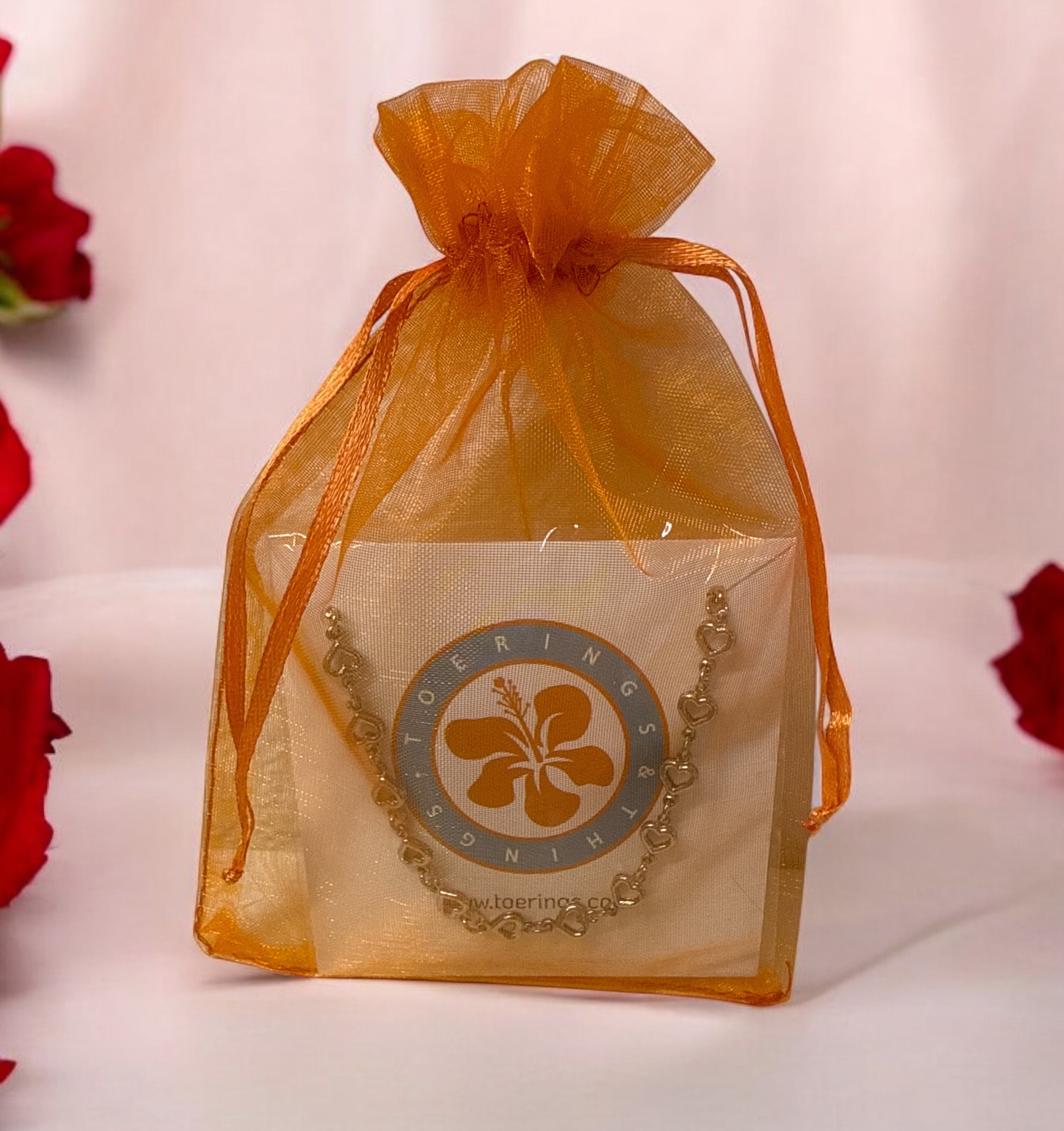 heart charm anklet in organza bag