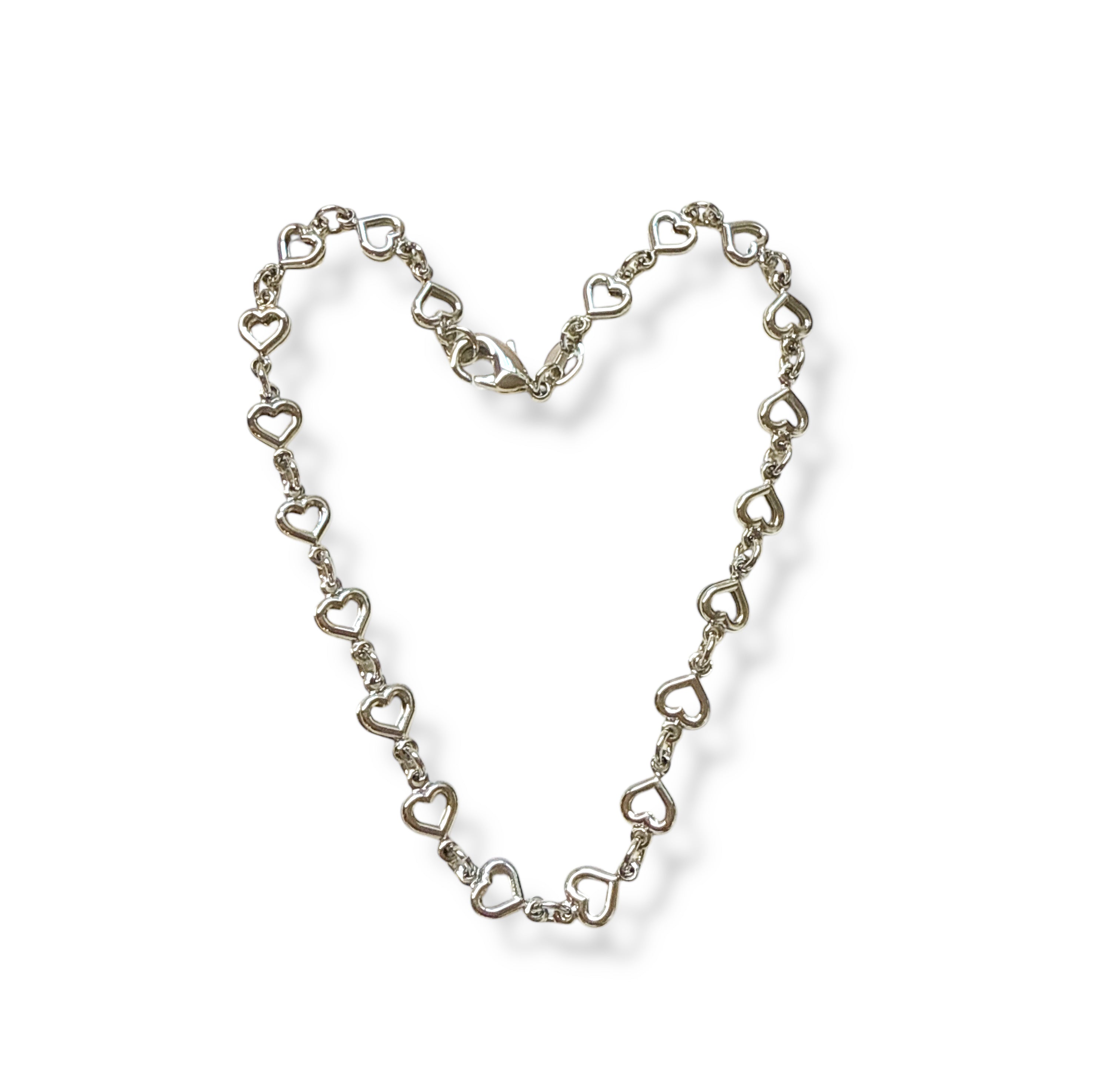 Rhodium silver heart anklet