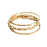 Skinny Band & Braid Stack Gold Fill Rings Up to Size 12!