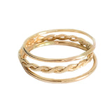 Skinny Band & Braid Stack Gold Fill Rings Up to Size 12!