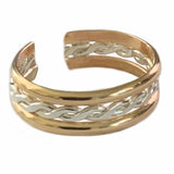 Braid Stack Gold Fill & Sterling Adj Toe Ring