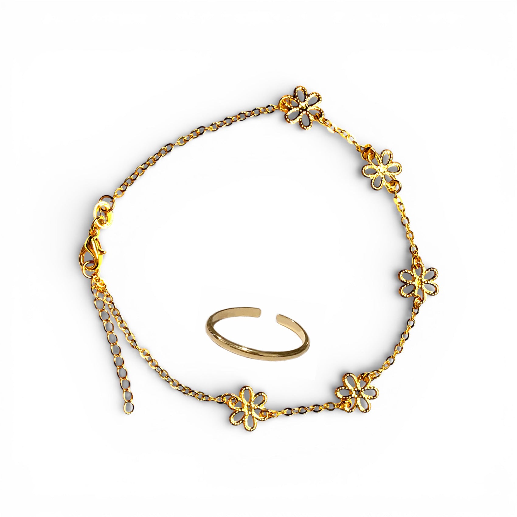 Flower Power Anklet and Toe Ring Gift Set