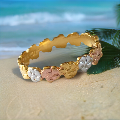Aloha Lei Sterling & Gold & Pink Toe Ring