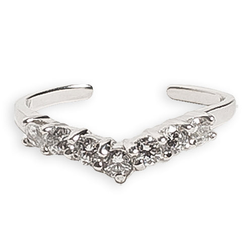CZ Princess Sterling Adj Toe Ring