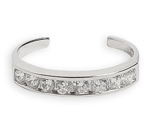 CZ Half Eternity Sterling Adj Toe Ring
