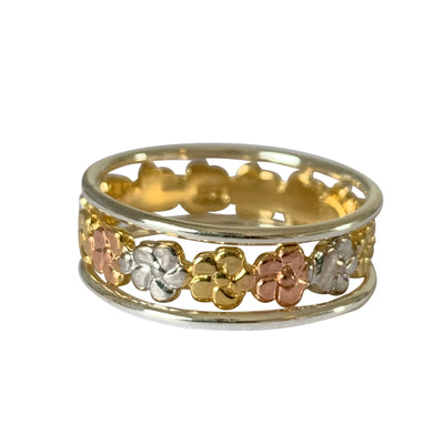 Aloha Lei Sterling & Gold & Pink Toe Ring