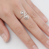CZ Double Swirl Finger Ring