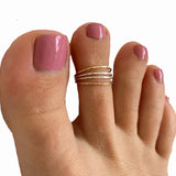 Four Strand Sterling & Gold Fill Adjustable Toe Ring shown on a toe