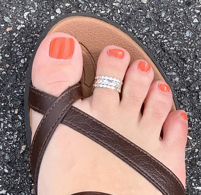 Hula Bee Stack Sterling Toe Rings