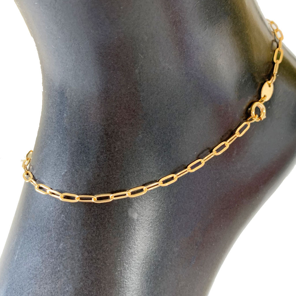 Mini Paper Clip 18K Gold Fill Anklet or Bracelet