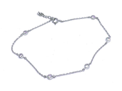 Bezel CZ Sterling Anklet