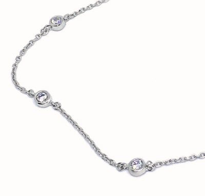 Bezel CZ Sterling Anklet