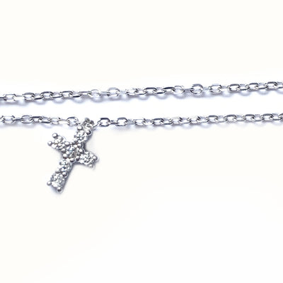 CZ Cross Sterling Anklet