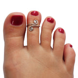 CZ Double Swirl Adj Toe Ring