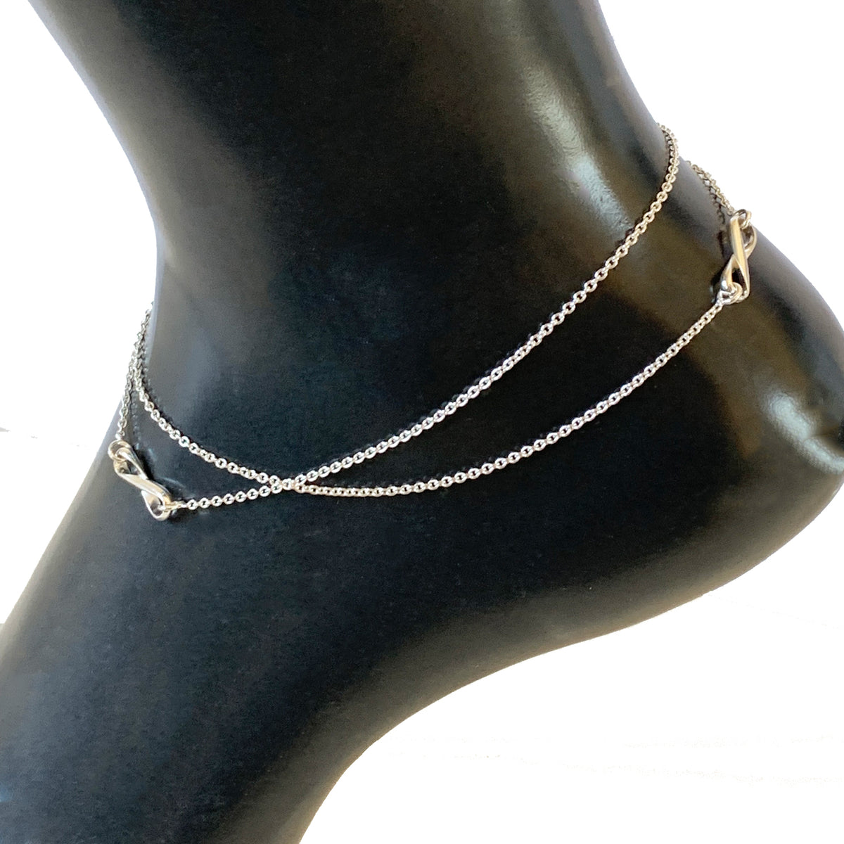 Double Strand Infinity Sterling Anklet