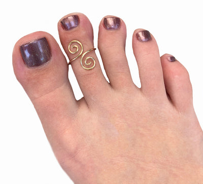 Double Swirl 10k Gold Adj Toe Ring - OUT OF STOCK